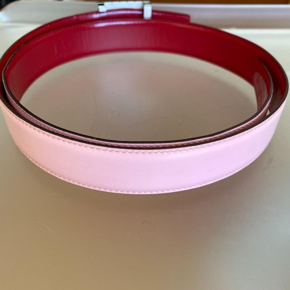 CHOPARD  LEATHER SILVER TONE SQUARE BUCKLE BELT